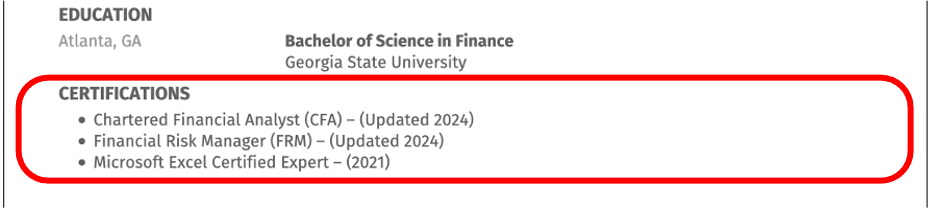 英文履歴書Certification